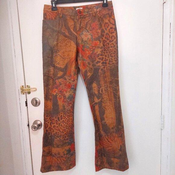 Cache Leopard Jungle Print Denim Jeans - Picture 1 of 2